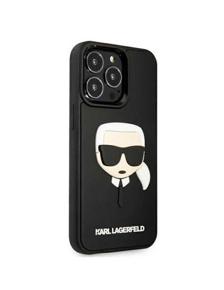 Karl Lagerfeld 3D Guminis Karl& 39 s Head dėklas, skirtas iPhone 13 Pro / iPhone 13 - juodas