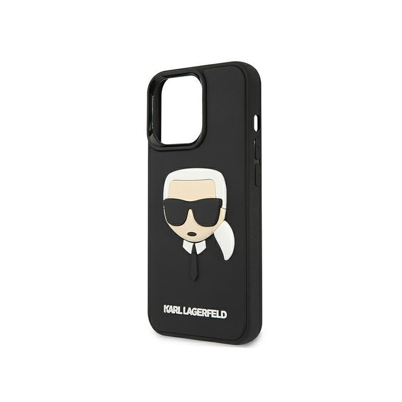 Karl Lagerfeld 3D Guminis Karl& 39 s Head dėklas, skirtas iPhone 13 Pro / iPhone 13 - juodas