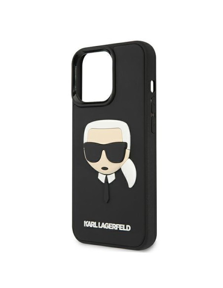 Karl Lagerfeld 3D Guminis Karl& 39 s Head dėklas, skirtas iPhone 13 Pro / iPhone 13 - juodas
