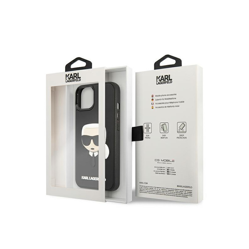 Karl Lagerfeld 3D Rubber Karl& 39 s Head dėklas iPhone 13 mini - juodas