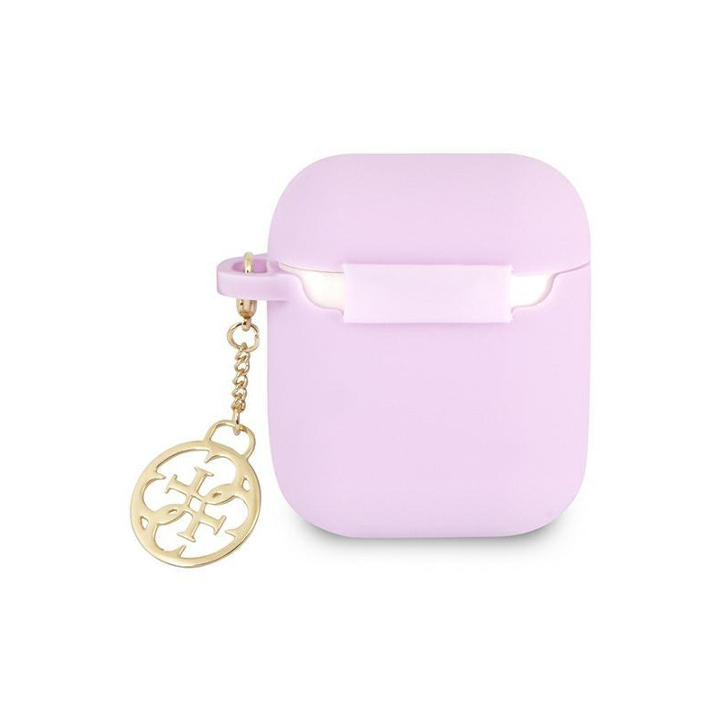 Guess Silicone Charm 4G Collection dėklas, skirtas AirPods 1/ 2 – violetinis