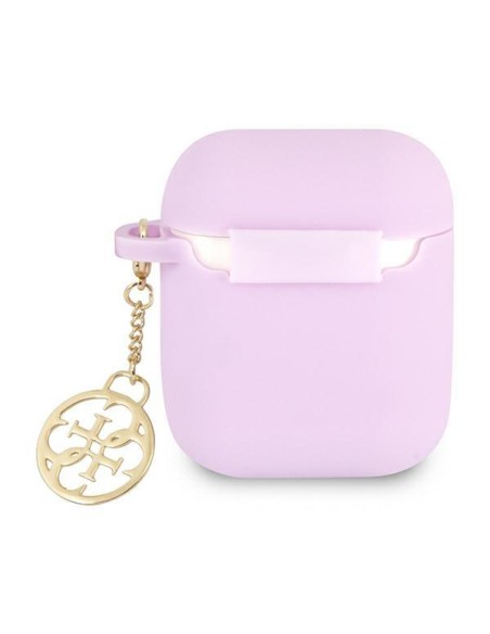 Guess Silicone Charm 4G Collection dėklas, skirtas AirPods 1/ 2 – violetinis