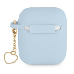 Guess Silicone Charm Heart Collection dėklas, skirtas AirPods 1/ 2 – mėlynas