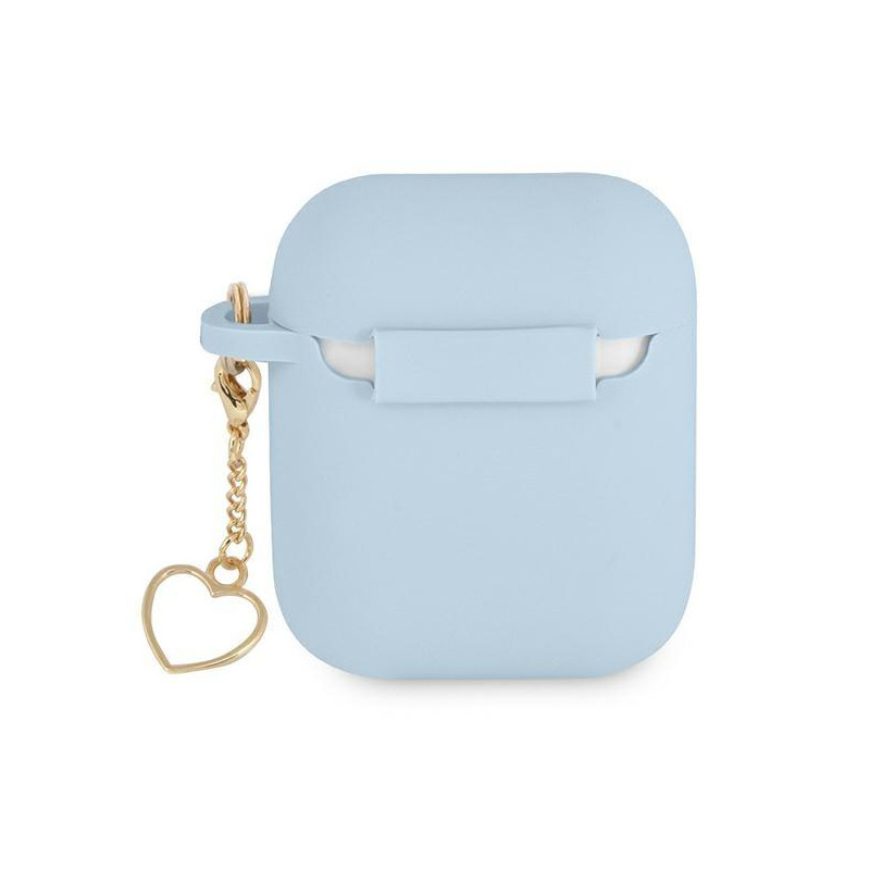 Guess Silicone Charm Heart Collection dėklas, skirtas AirPods 1/ 2 – mėlynas