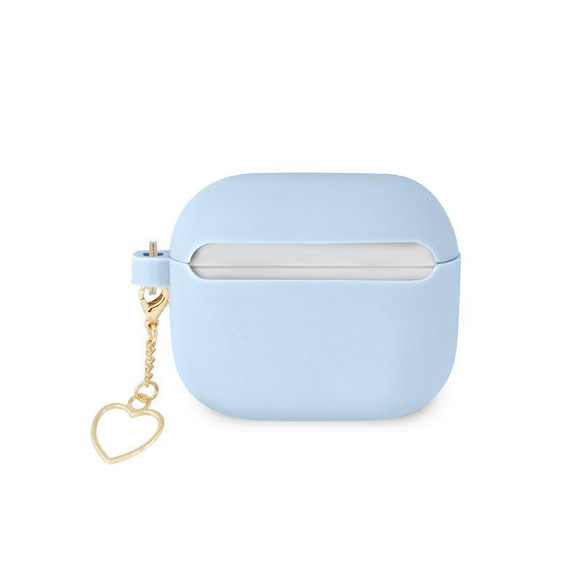 Guess Silicone Charm Heart Collection dėklas, skirtas AirPods 3 – mėlynas