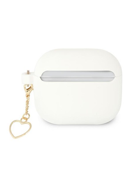 Guess Silicone Charm Heart Collection dėklas, skirtas AirPods 3 – baltas