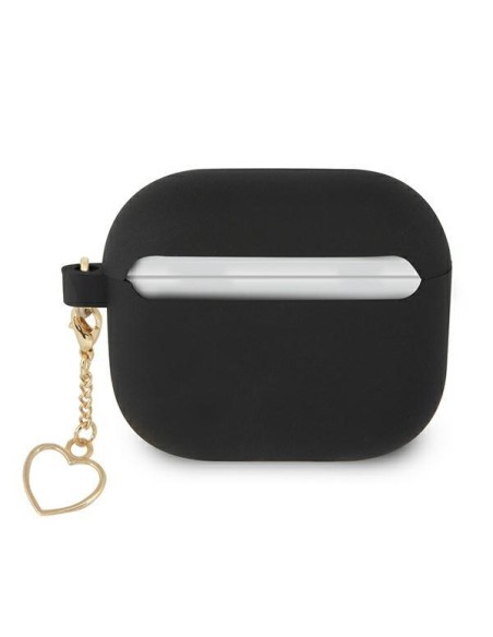 Guess Silicone Charm Heart Collection dėklas, skirtas AirPods 3 – juodas Guess Silicone Charm Heart Collection dėklas, skirtas AirPods 3 – juodas