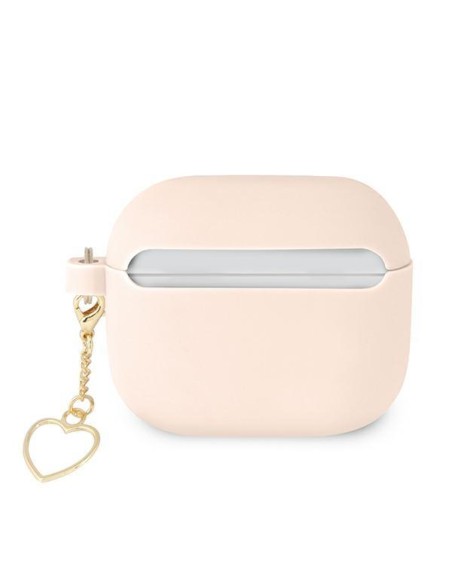 Guess Silicone Charm Heart Collection dėklas, skirtas AirPods 3 – rožinis Guess Silicone Charm Heart Collection dėklas, skirtas AirPods 3 – rožinis