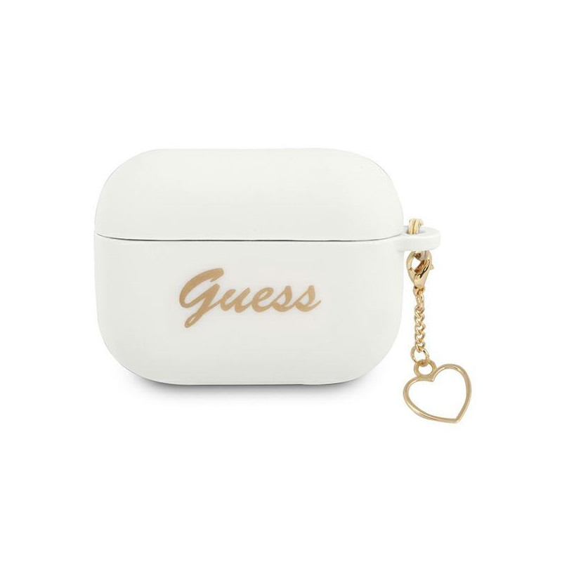 Guess Silicone Charm Heart Collection dėklas, skirtas AirPods Pro – baltas
