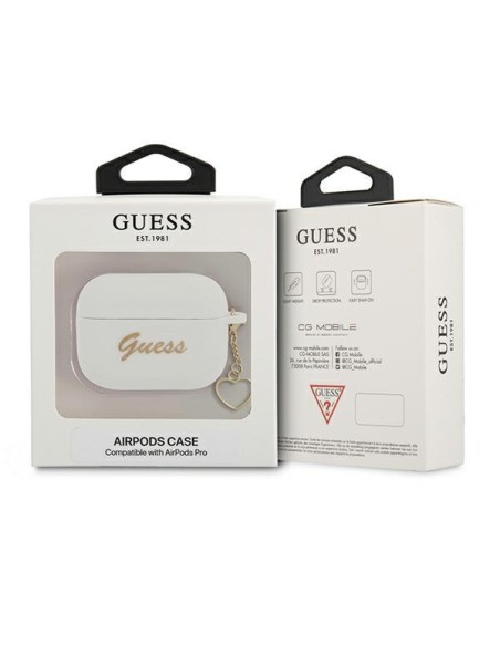 Guess Silicone Charm Heart Collection dėklas, skirtas AirPods Pro – baltas Guess Silicone Charm Heart Collection dėklas, skirtas AirPods Pro – baltas