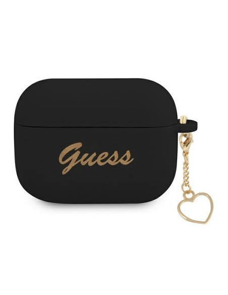 Guess Silicone Charm Heart Collection dėklas, skirtas AirPods Pro – juodas Guess Silicone Charm Heart Collection dėklas, skirtas AirPods Pro – juodas