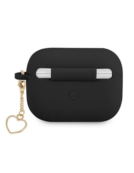 Guess Silicone Charm Heart Collection dėklas, skirtas AirPods Pro – juodas Guess Silicone Charm Heart Collection dėklas, skirtas AirPods Pro – juodas