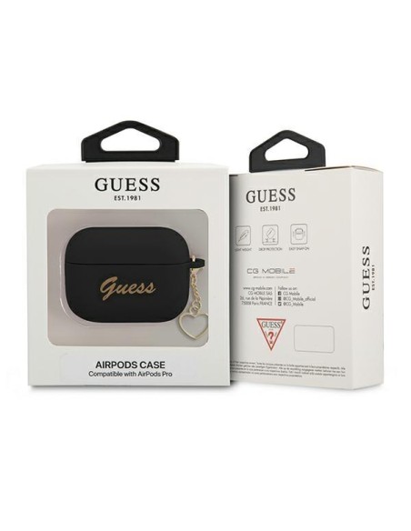 Guess Silicone Charm Heart Collection dėklas, skirtas AirPods Pro – juodas Guess Silicone Charm Heart Collection dėklas, skirtas AirPods Pro – juodas