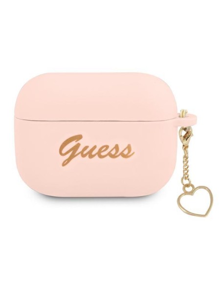 Guess Silicone Charm Heart Collection dėklas, skirtas AirPods Pro – rožinis Guess Silicone Charm Heart Collection dėklas, skirtas AirPods Pro – rožinis