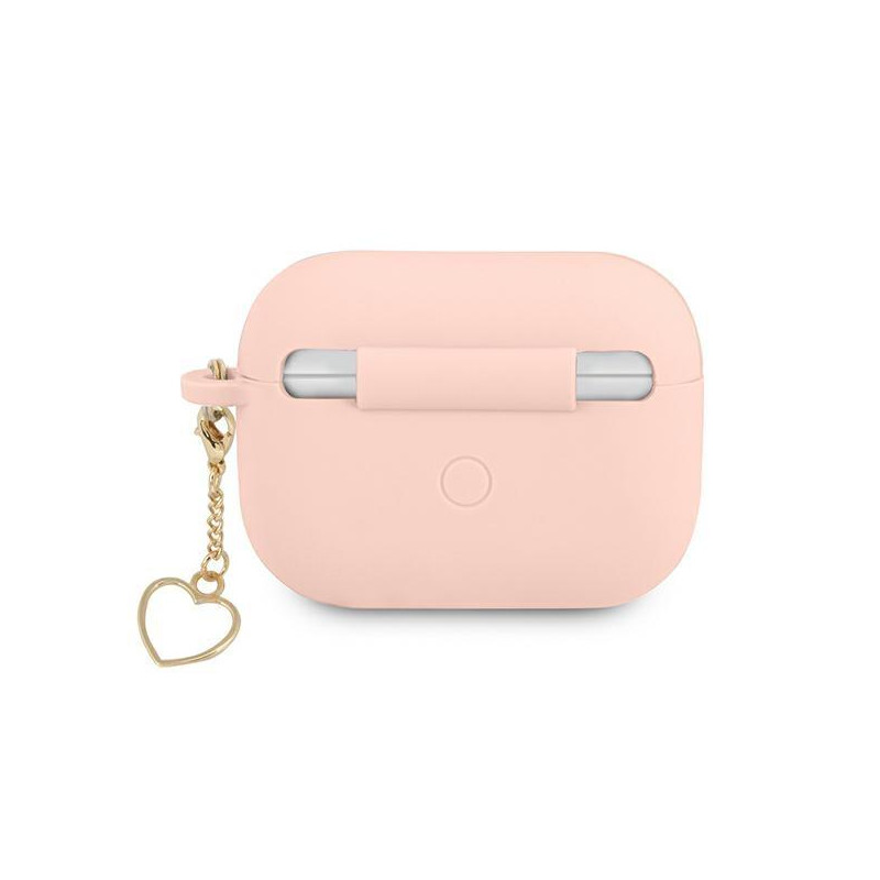 Guess Silicone Charm Heart Collection dėklas, skirtas AirPods Pro – rožinis