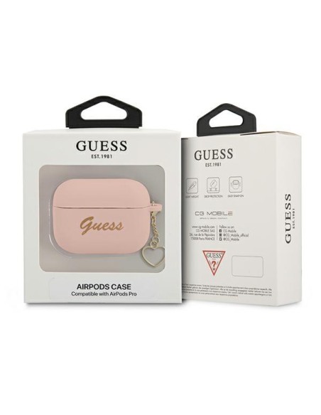Guess Silicone Charm Heart Collection dėklas, skirtas AirPods Pro – rožinis Guess Silicone Charm Heart Collection dėklas, skirtas AirPods Pro – rožinis