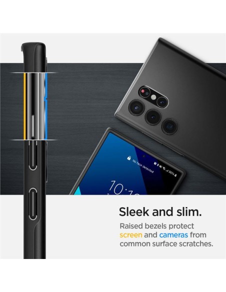Spigen Thin Fit dėklas, skirtas Samsung Galaxy S22 Ultra - juodas