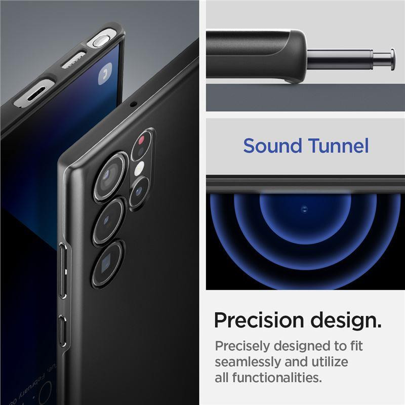 Spigen Thin Fit dėklas, skirtas Samsung Galaxy S22 Ultra - juodas