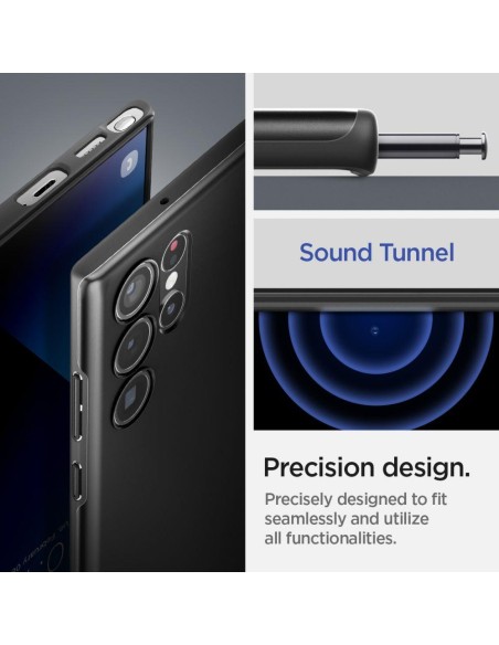 Spigen Thin Fit dėklas, skirtas Samsung Galaxy S22 Ultra - juodas