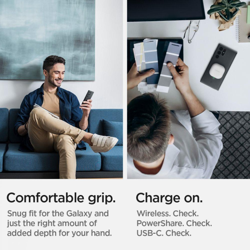 Spigen Thin Fit dėklas, skirtas Samsung Galaxy S22 Ultra - juodas