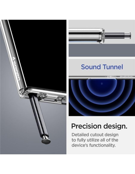 Spigen Skystųjų kristalų dėklas, skirtas Samsung Galaxy S22 Ultra - skaidrus