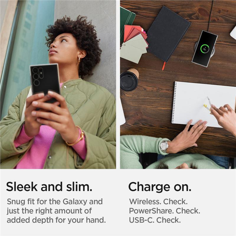 Spigen Skystųjų kristalų dėklas, skirtas Samsung Galaxy S22 Ultra - skaidrus