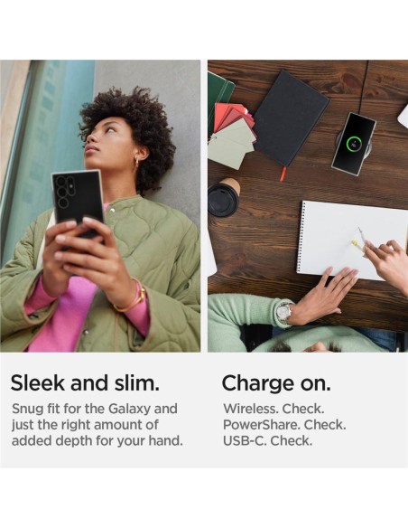 Spigen Skystųjų kristalų dėklas, skirtas Samsung Galaxy S22 Ultra - skaidrus