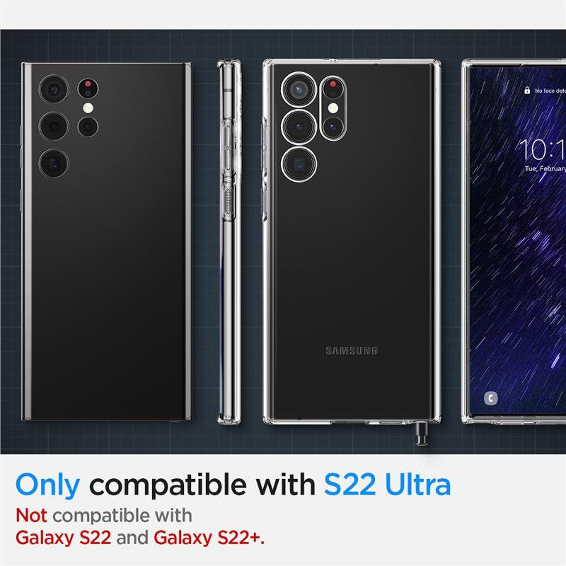 Spigen Skystųjų kristalų dėklas, skirtas Samsung Galaxy S22 Ultra - skaidrus