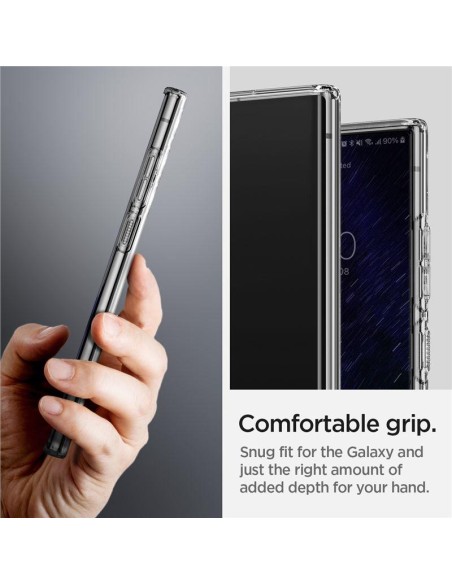 Spigen Skystųjų kristalų dėklas, skirtas Samsung Galaxy S22 Ultra - skaidrus