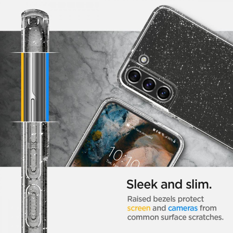 Spigen Skystųjų kristalų dėklas Samsung Galaxy S22 - skaidrus ir blizgantis