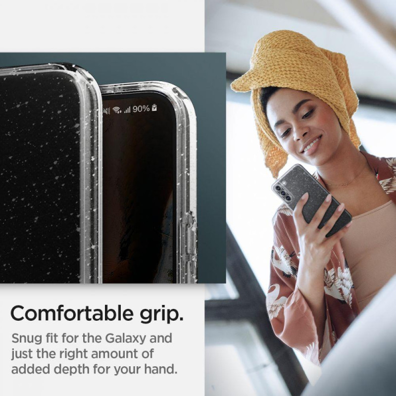 Spigen Skystųjų kristalų dėklas Samsung Galaxy S22 - skaidrus ir blizgantis