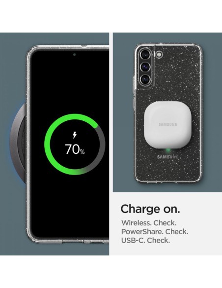 Spigen Skystųjų kristalų dėklas Samsung Galaxy S22 - skaidrus ir blizgantis Spigen Skystųjų kristalų dėklas Samsung Galaxy S22 - skaidrus ir blizgantis