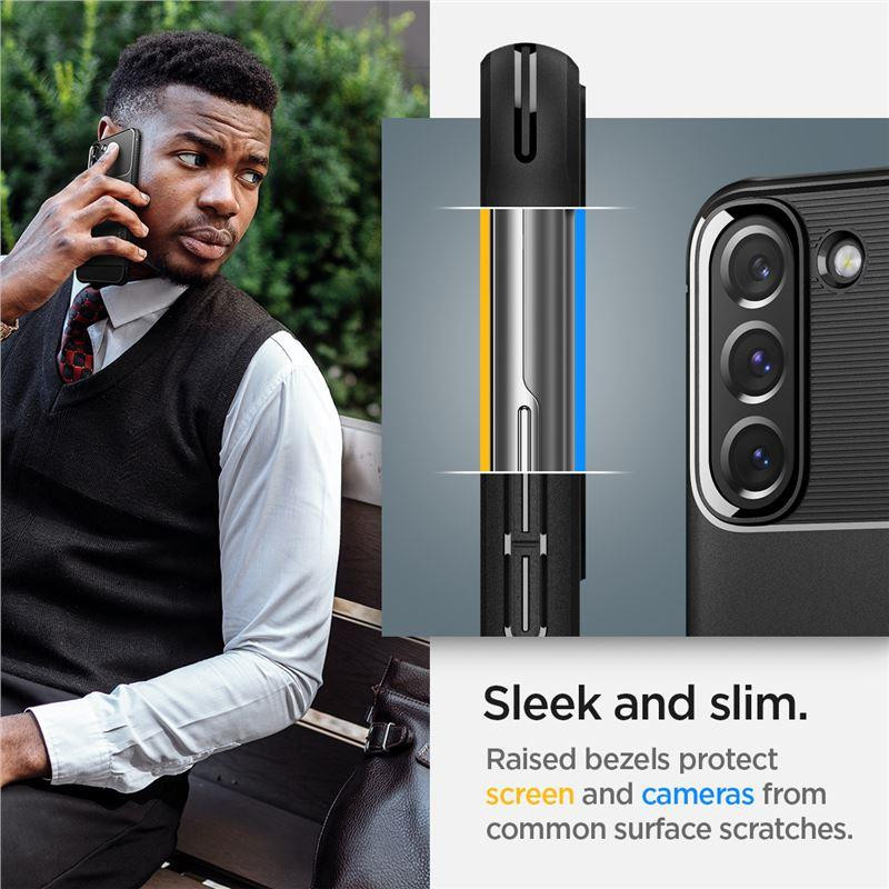 Spigen Rugged Armor dėklas, skirtas Samsung Galaxy S22 - matinė juoda