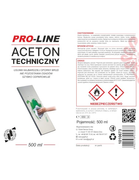 Techninis acetonas 100% purškiamas PRO-LINE purškiklis 500ml Techninis acetonas 100% purškiamas PRO-LINE purškiklis 500ml