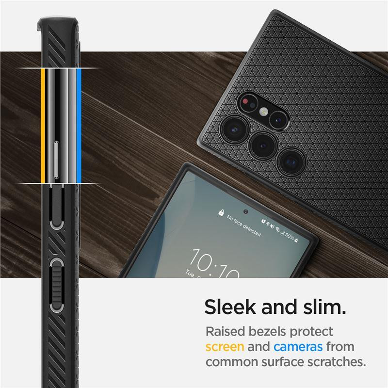 Spigen Liquid Air dėklas, skirtas Samsung Galaxy S22 Ultra - matinė juoda