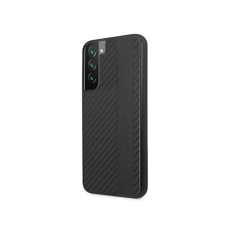 AMG Carbon Stripe&Embossed dėklas, skirtas Samsung Galaxy S22+ - juodas