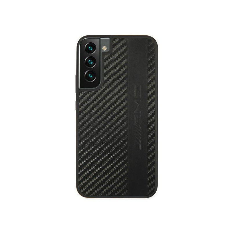 AMG Carbon Stripe&Embossed dėklas, skirtas Samsung Galaxy S22+ - juodas