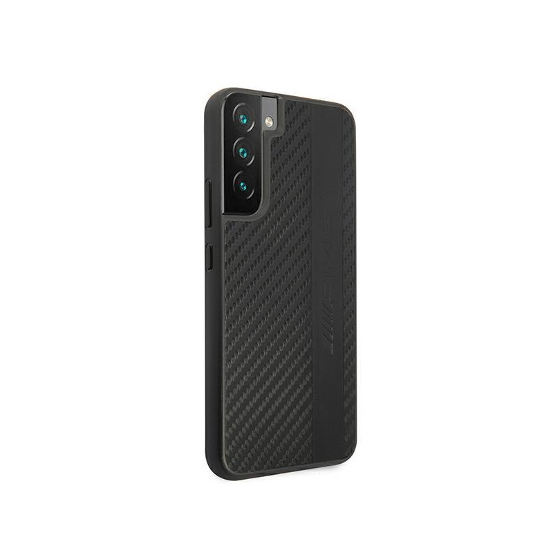 AMG Carbon Stripe&Embossed dėklas, skirtas Samsung Galaxy S22+ - juodas