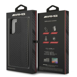 AMG Carbon Stripe&Embossed dėklas, skirtas Samsung Galaxy S22+ - juodas