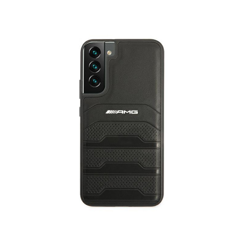 AMG Leather Debossed Lines dėklas, skirtas Samsung Galaxy S22+ - juodas