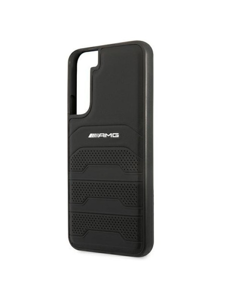 AMG Leather Debossed Lines dėklas, skirtas Samsung Galaxy S22+ - juodas AMG Leather Debossed Lines dėklas, skirtas Samsung Galaxy S22+ - juodas