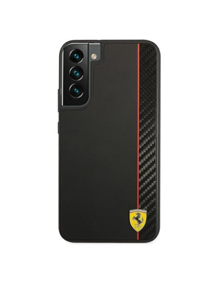 Ferrari On Track Carbon Stripe dėklas, skirtas Samsung Galaxy S22+ - juodas Ferrari On Track Carbon Stripe dėklas, skirtas Samsung Galaxy S22+ - juodas