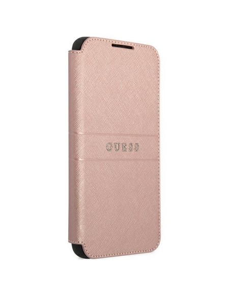 Guess Saffiano Stripe dėklas, skirtas Samsung Galaxy S22+ - rožinis Guess Saffiano Stripe dėklas, skirtas Samsung Galaxy S22+ - rožinis