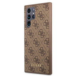 Guess GUHCS22LG4GFBR S22 Ultra S908 rudas/ rudas kietas dėklas 4G metalinis auksinis logotipas