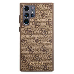Guess GUHCS22LG4GFBR S22 Ultra S908 rudas/ rudas kietas dėklas 4G metalinis auksinis logotipas