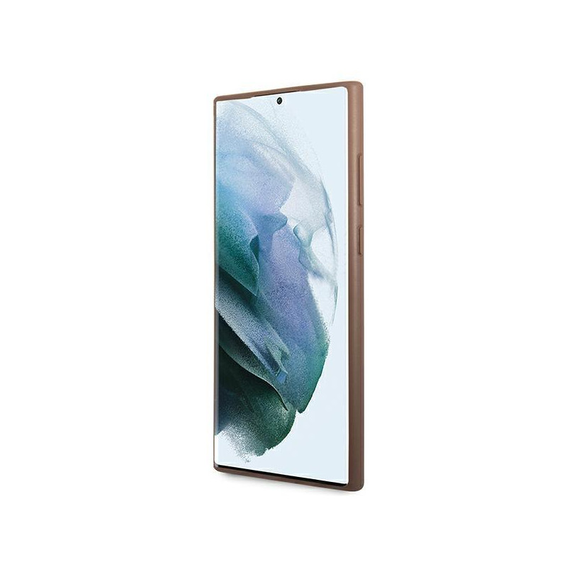 Guess GUHCS22LG4GFBR S22 Ultra S908 rudas/ rudas kietas dėklas 4G metalinis auksinis logotipas
