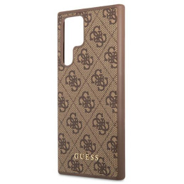 Guess GUHCS22LG4GFBR S22 Ultra S908 rudas/ rudas kietas dėklas 4G metalinis auksinis logotipas
