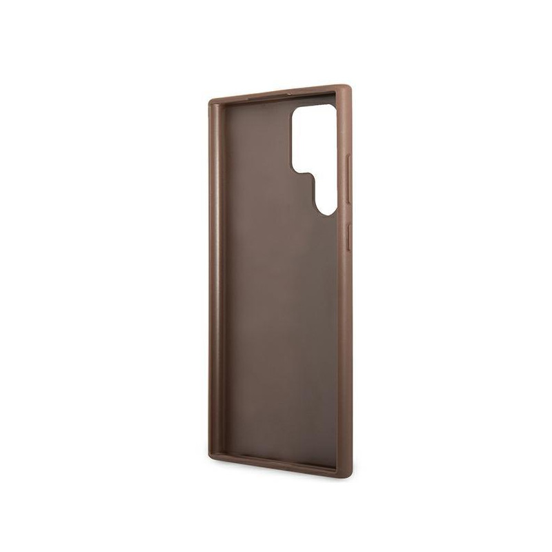 Guess GUHCS22LG4GFBR S22 Ultra S908 rudas/ rudas kietas dėklas 4G metalinis auksinis logotipas