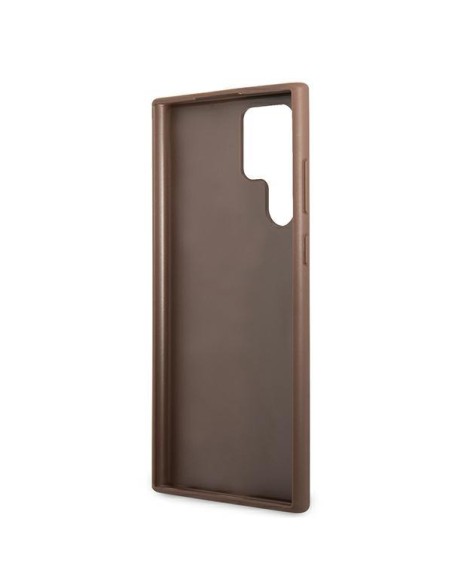 Guess GUHCS22LG4GFBR S22 Ultra S908 rudas/ rudas kietas dėklas 4G metalinis auksinis logotipas Guess GUHCS22LG4GFBR S22 Ultra S908 rudas/ rudas kietas dėklas 4G metalinis auksinis logotipas