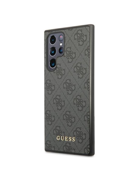 Guess GUHCS22LG4GFGR S22 Ultra S908 pilkas/ pilkas kietas dėklas 4G metalinis auksinis logotipas Guess GUHCS22LG4GFGR S22 Ultra S908 pilkas/ pilkas kietas dėklas 4G metalinis auksinis logotipas